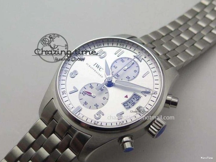 MIROTIME 0315 Pilot Chrono SS IW387809 ZF 1:1 Best Edition Silver Dial On SS Bracelet A Trendsetting 7327